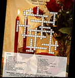 Printed crossword puzzle with background picture.