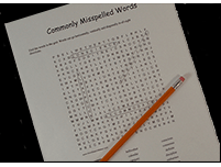 Printed word search puzzle and pencil
